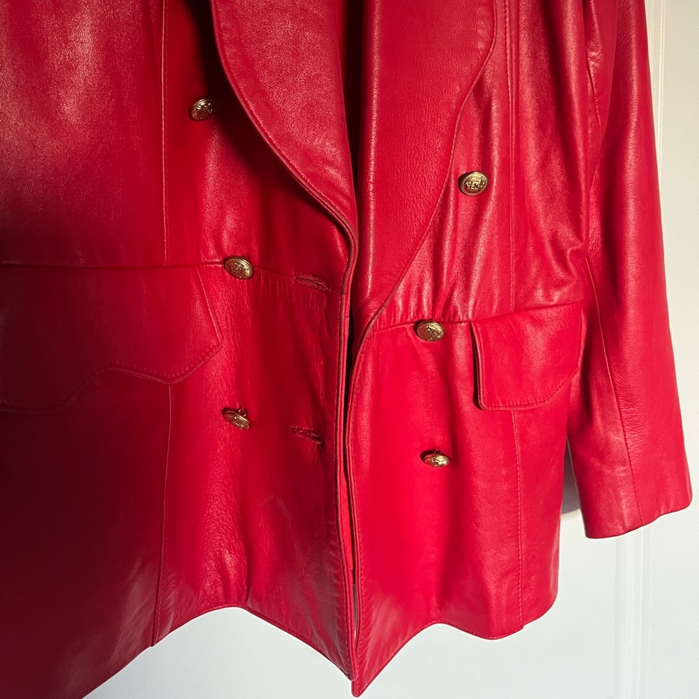 Vintage Red Leather Blazer - Picture 2 of 4